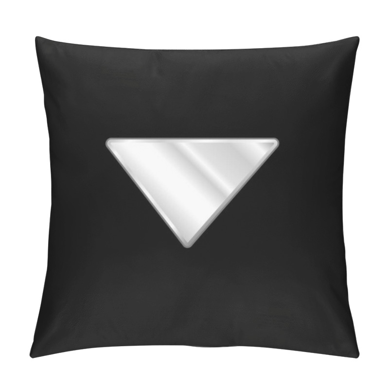 Personality  Arrow Down Filled Triangle Silver Plated Metallic Icon Pillow Covers