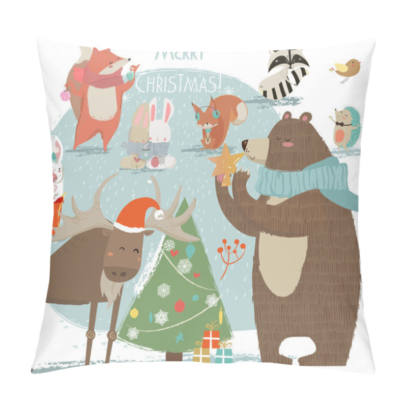 Personality  Christmas Set With Wild Animals Pillow Covers