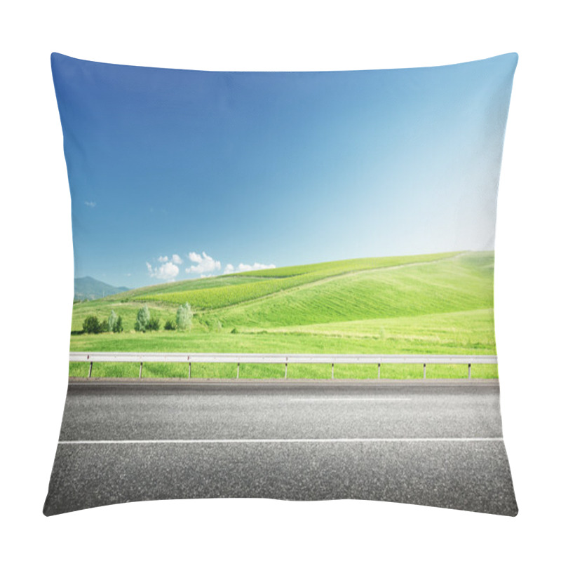 Personality  Asphalt Road And Perfect Green Field Pillow Covers