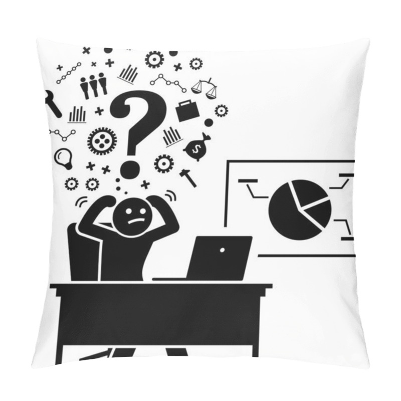 Personality  Minimalistic Vector Illustration Of Busy Worker Concept  Pillow Covers