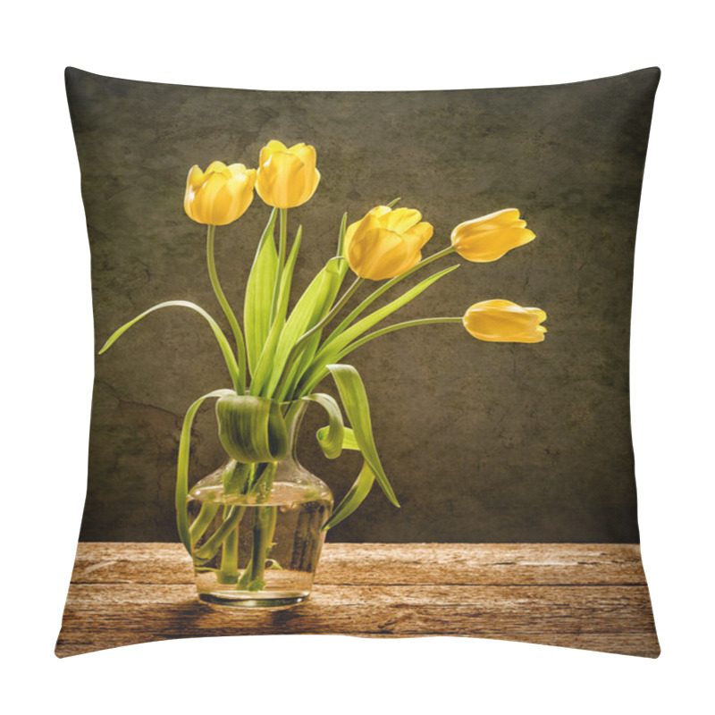 Personality  Yellow Flowers On Rustic Background Pillow Covers