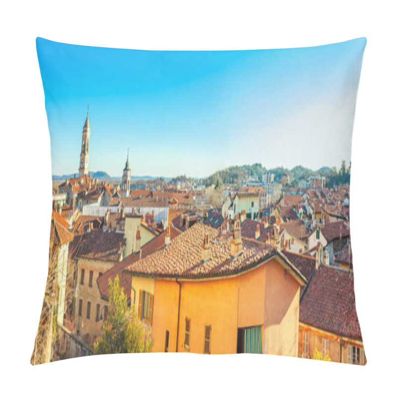 Personality  Panoramic View Of The City Of Ivrea (Torino Province, Piedmont, Northern Italy); World Famous For Its Carnival, Is UNESCO Site Since 2018. Pillow Covers