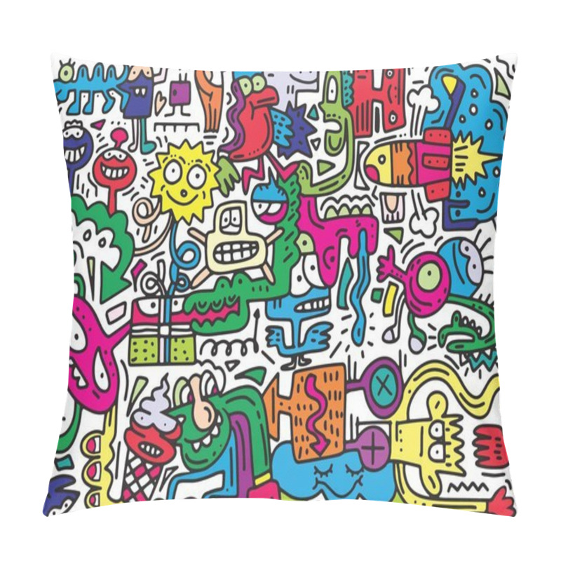 Personality  Hand Drawn Of Doodle Party Background . Vector Illustration Pillow Covers