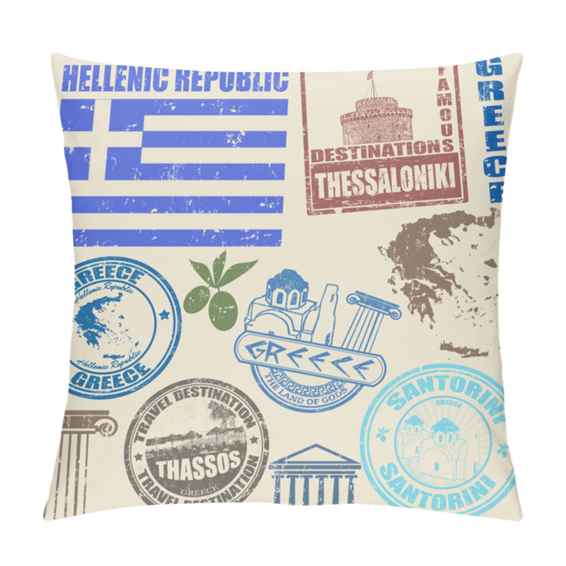 Personality  Set Of Greece Stamps Pillow Covers