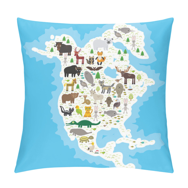 Personality  Bison Bat Manatee Fox Elk Horse Wolf Partridge Fur Seal Polar Bear Pit Viper Snake Mountain Goat Raccoon Eagle Skunk Parakeet Jaguar Hare Narwhal Elk Grizzly Gannet Muskox Turtle Alligator. Vector Pillow Covers