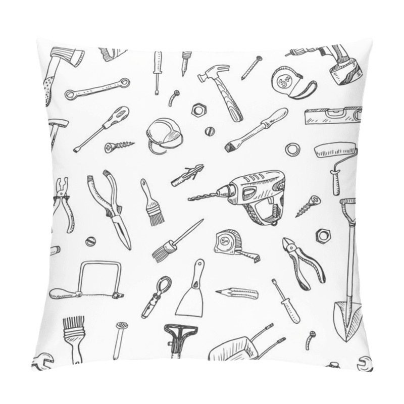 Personality  Hand Drawn Seamless Pattern Of Tools Pillow Covers