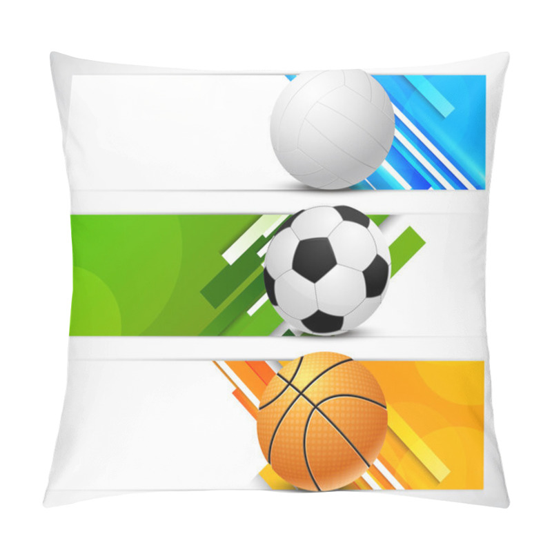 Personality  Set Of Banners With Sport Balls Pillow Covers