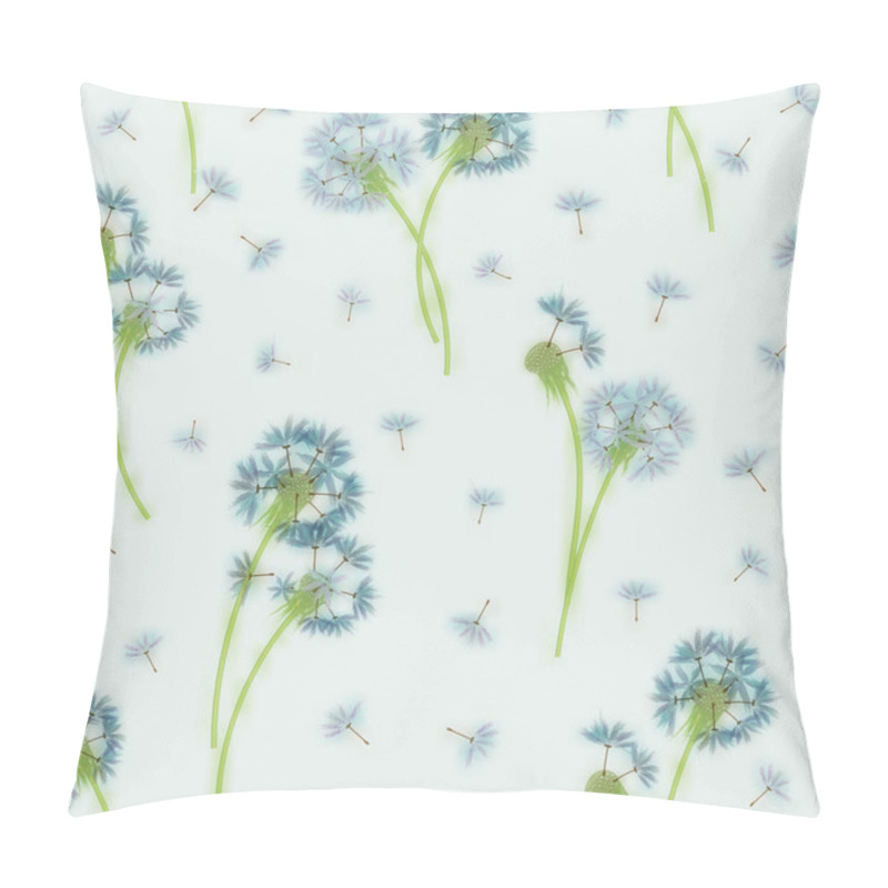 Personality  Watercolor Imitation, Hand Drawn Seamless Pattern With Spring Tender Flowers - Dandelions And Seeds On The White Background Pillow Covers