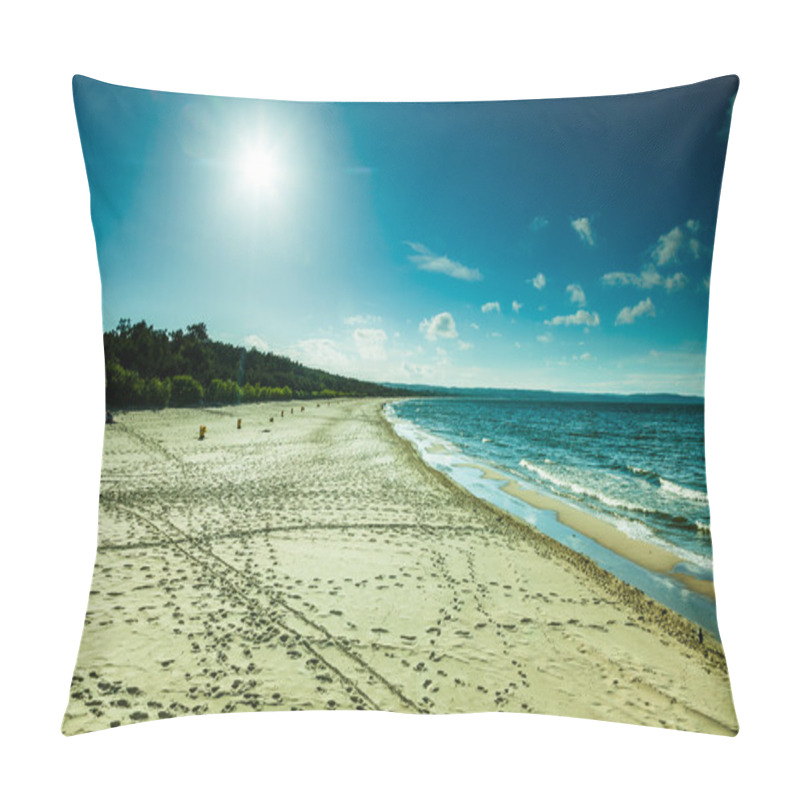 Personality  Cloudy Sky With Footprints On Beach Pillow Covers