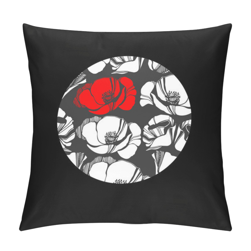 Personality  Poppy Nature Flower Vector Plant Pattern Drawing Illustration Design Pillow Covers