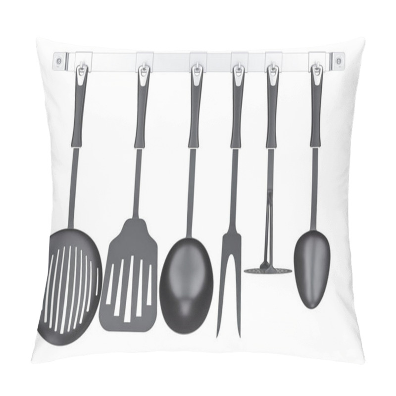 Personality  Set Of Kitchen Utensils On A Kitchen Hook Strip, 3D Rendering Pillow Covers