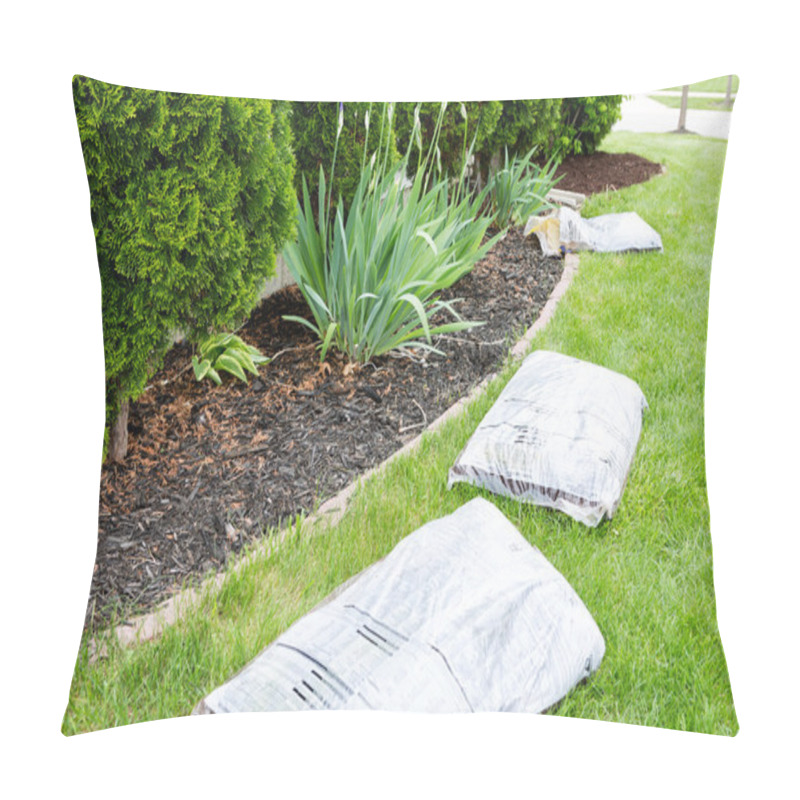 Personality  Garden Work In Spring Mulching The Plants Pillow Covers