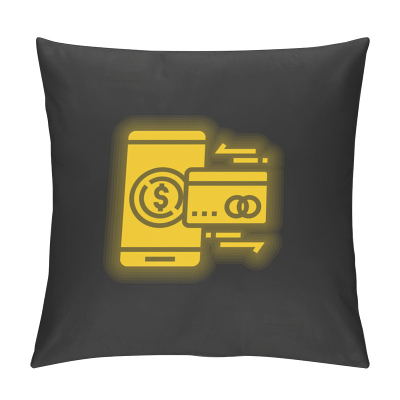 Personality  Account Yellow Glowing Neon Icon Pillow Covers