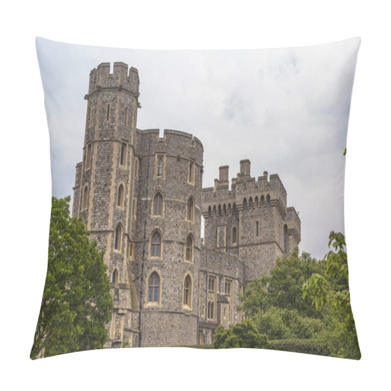 Personality  WINDSOR, ENGLAND -MAY, 24 2018: Windsor Castle, Built In The 11th Century, Is   The Residence Of The British Royal Family At Windsor In The English County Of Berkshire, United Kingdom   Pillow Covers