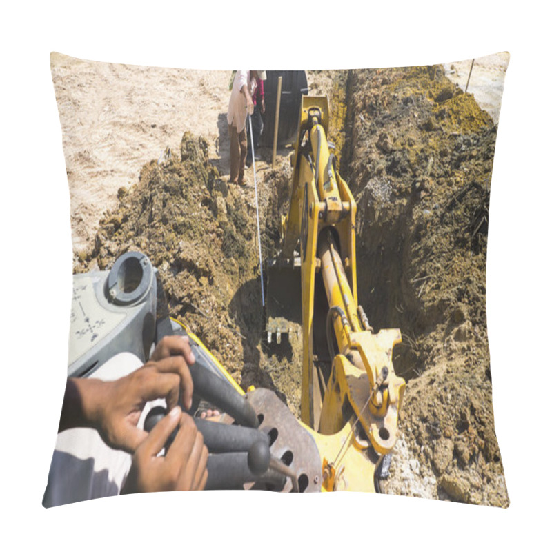 Personality  Hydraulic Excavator Working In The Construction Site  Pillow Covers