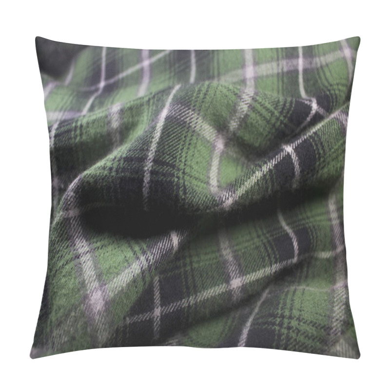 Personality  Green Plaid Flannel Fabric Cloth Tartan Garment Textile Pillow Covers