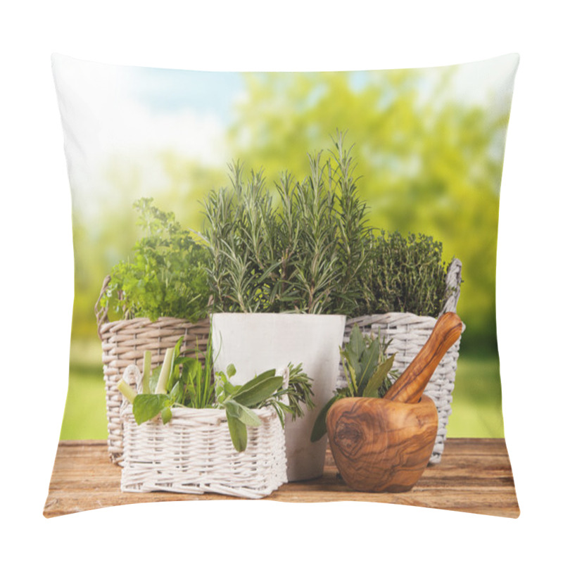 Personality  Fresh Herbs In Pots Pillow Covers