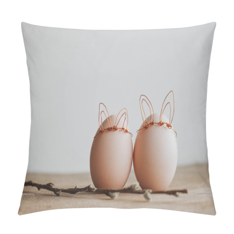 Personality  Easter DIY Egg, Made In Bunny Style. Minimal Easter Concept, Idea With Rabbit. Craft Hipster Holiday. Pillow Covers