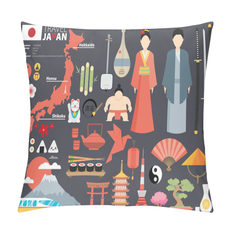 Personality  Japan Flat Icons Pillow Covers