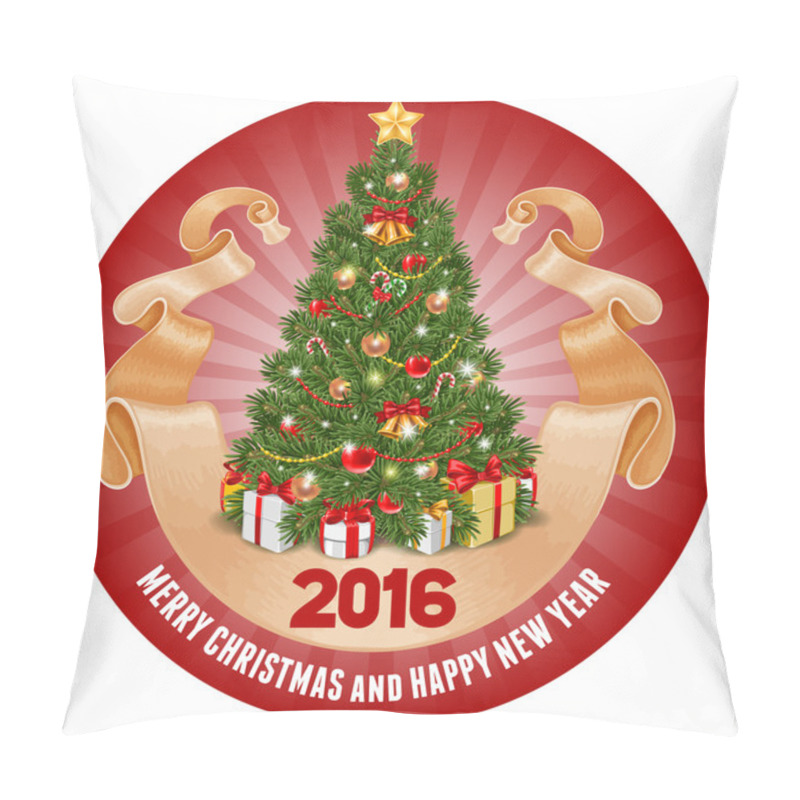 Personality  Circle Overlay With Fluffy Christmas Tree Pillow Covers