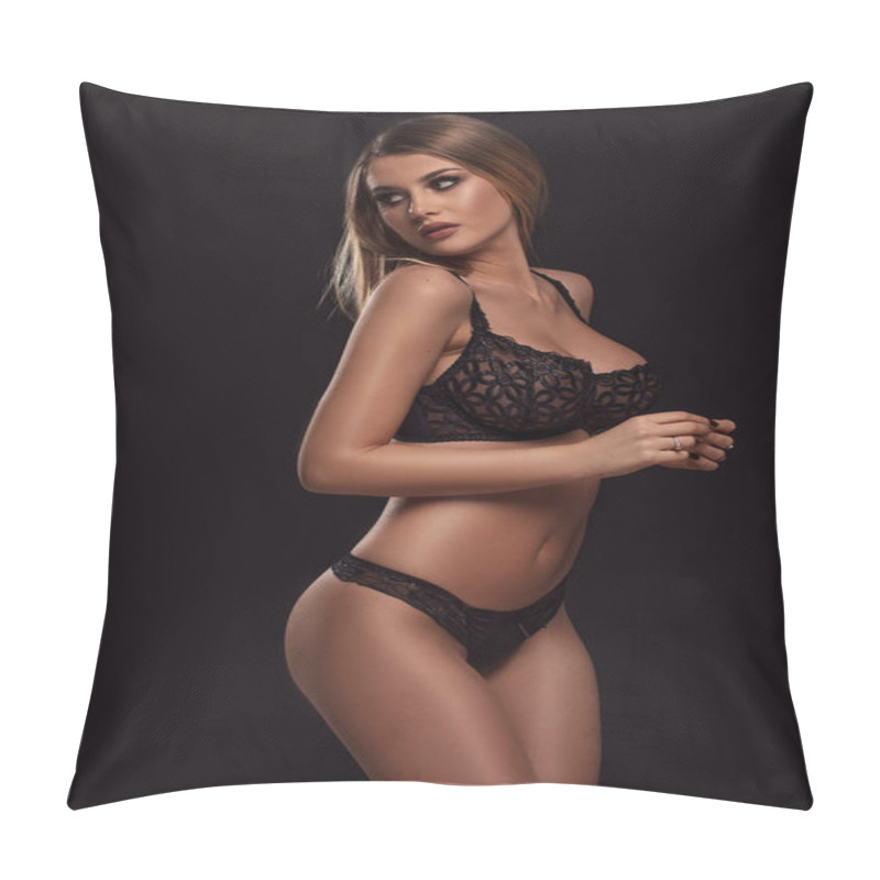 Personality  Sensual Beautiful Woman Posing In Beautiful Lingerie. Girl With Long Blonde Hair And Glamour Makeup. Pillow Covers