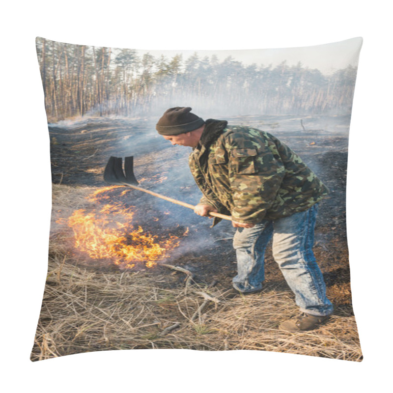 Personality  Firefighter Use Leafs Branch For Forest Fire Suppression  Pillow Covers