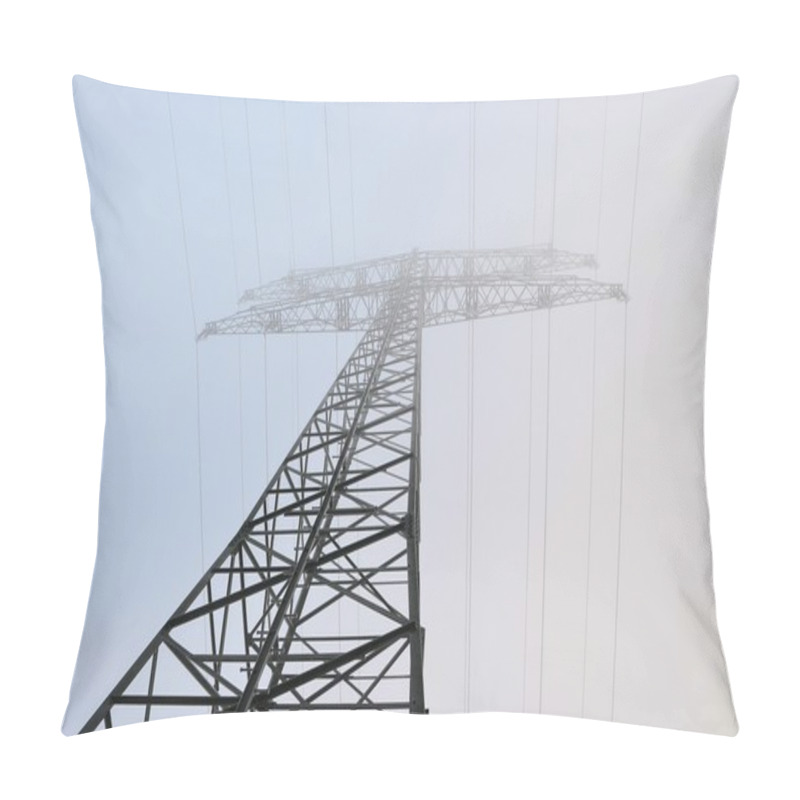 Personality  An Electricity Pylon On A Field In The Fog Pillow Covers