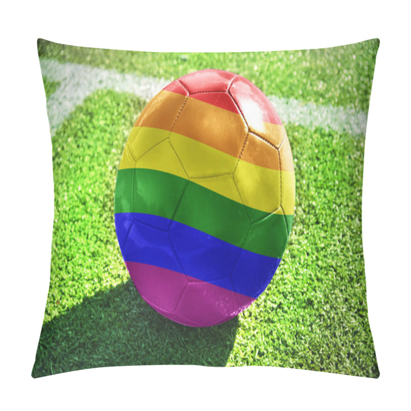 Personality  Football Ball With Rainbow Flag On The Field  Pillow Covers