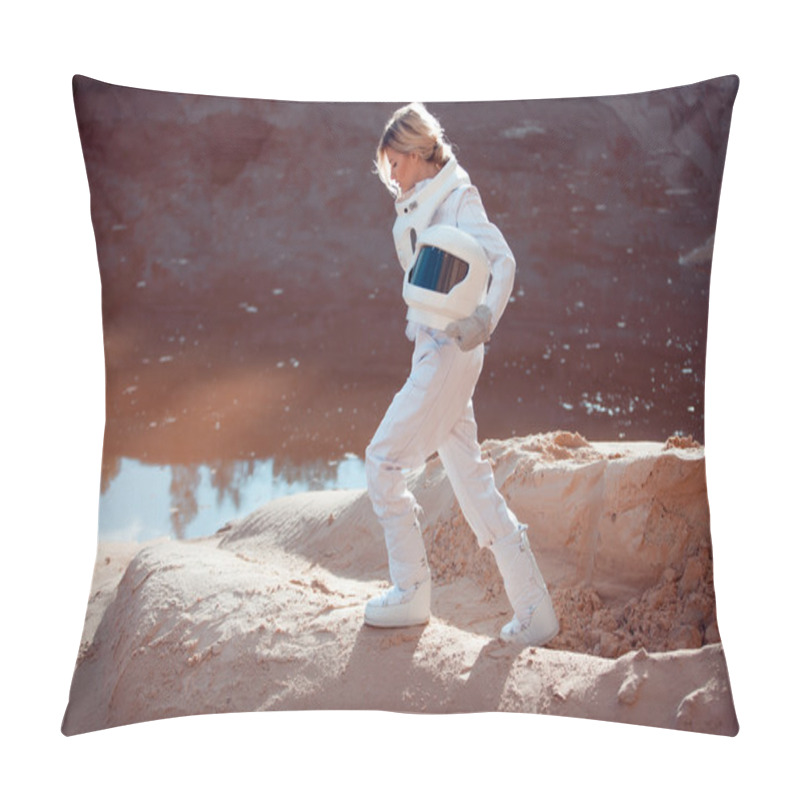 Personality  Water On Mars, Futuristic Astronaut Without A Helmet In Another Planet, Image With The Effect Of Toning Pillow Covers