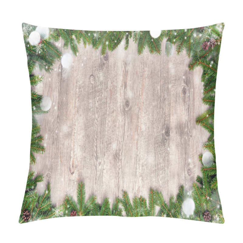 Personality  Chrismas Background With Snow And Fir Tree Pillow Covers