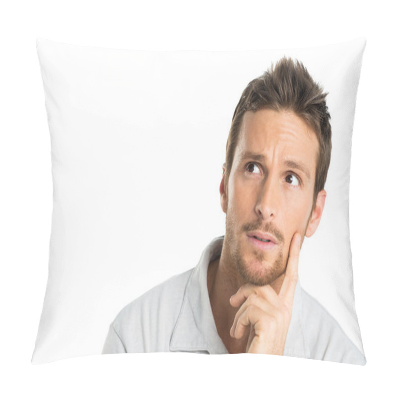 Personality  Portrait Of Thoughtful Young Man Pillow Covers