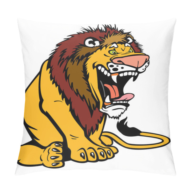 Personality  Sitting Cartoon Lion On White Pillow Covers