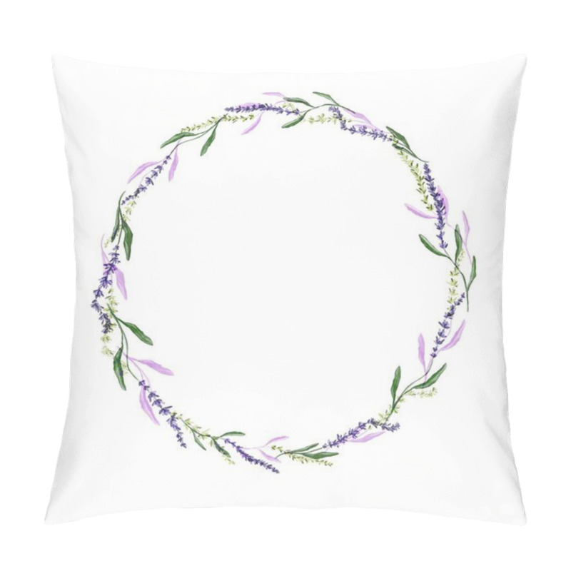 Personality  Floral Frame In Purple-green Shades. Lavender Frame For Postcard, Invitation Or Logo For The Store. Pillow Covers