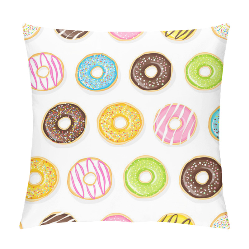 Personality  Sweet Donuts On The White Background. Pillow Covers