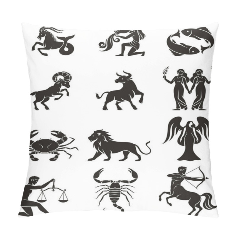 Personality  Zodiac Sign Icons. Vector Illustrations. Pillow Covers