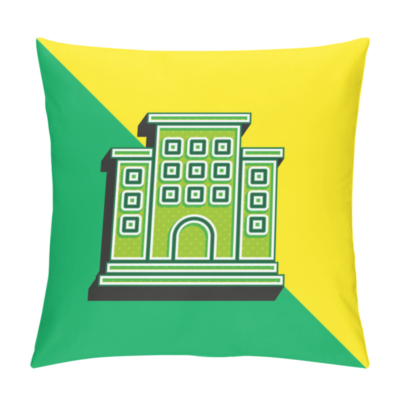 Personality  Apartment Green And Yellow Modern 3d Vector Icon Logo Pillow Covers