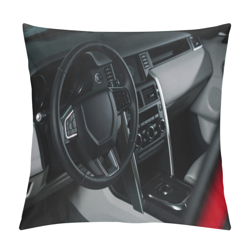 Personality  Black Steering Wheel With Buttons In Automobile  Pillow Covers