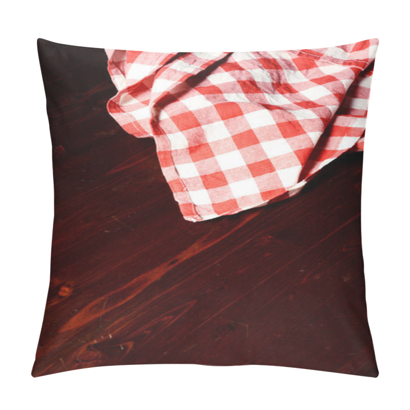 Personality  Top View Of Checkered Napkin On Wooden Table Pillow Covers