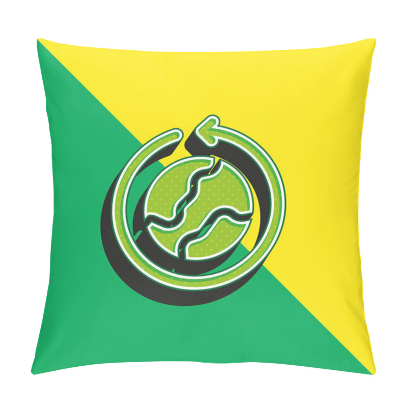 Personality  Around The World Green And Yellow Modern 3d Vector Icon Logo Pillow Covers