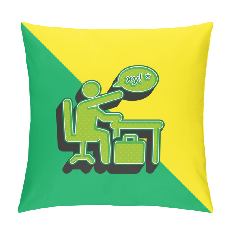 Personality  Angry Green And Yellow Modern 3d Vector Icon Logo Pillow Covers