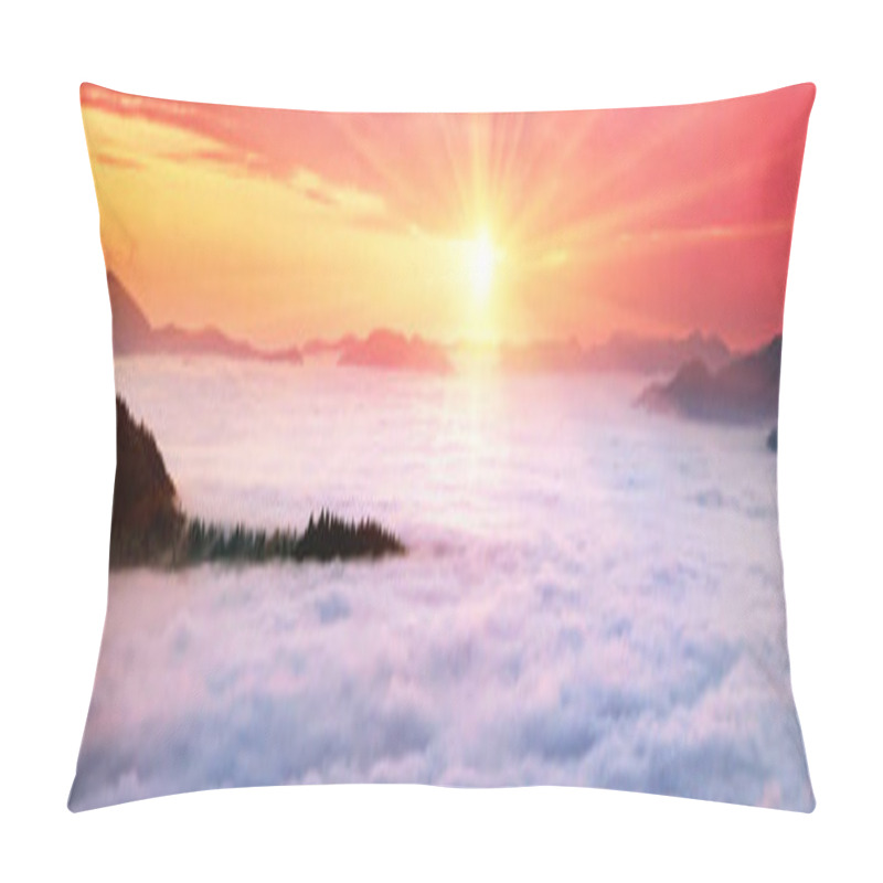 Personality  Sea Fog On A Mountain Valley In The Carpathians Pillow Covers