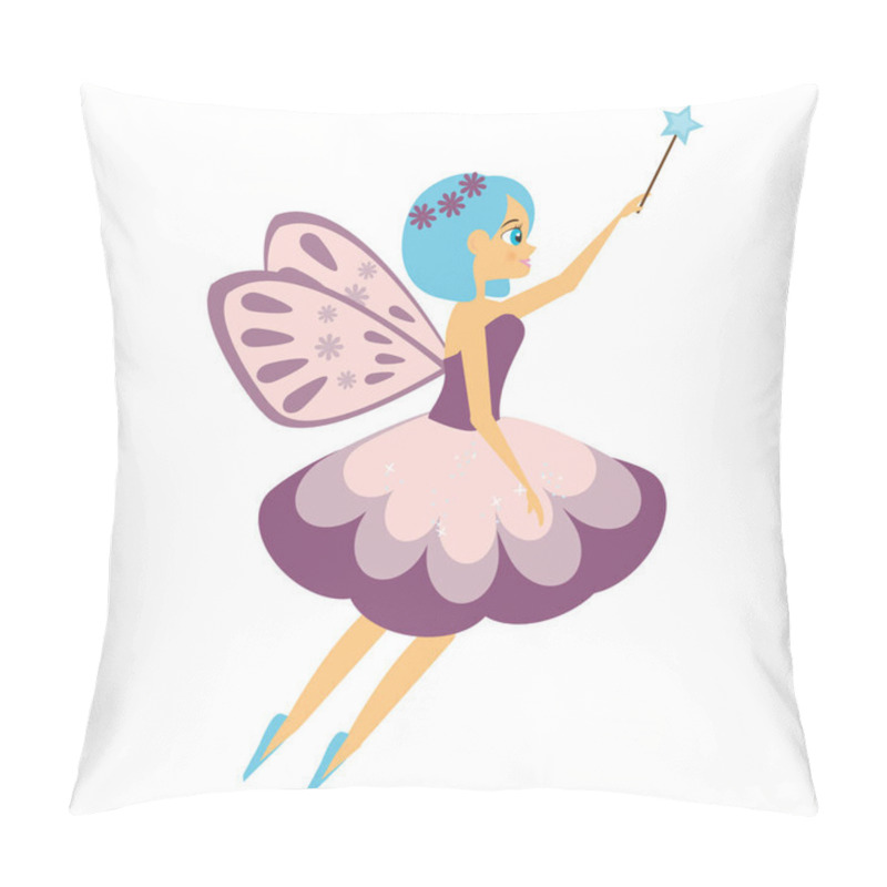 Personality  Beautiful Flying Fairy Flapping Magic Stick. Elf Princess With Wand. Cartoon Style Pillow Covers