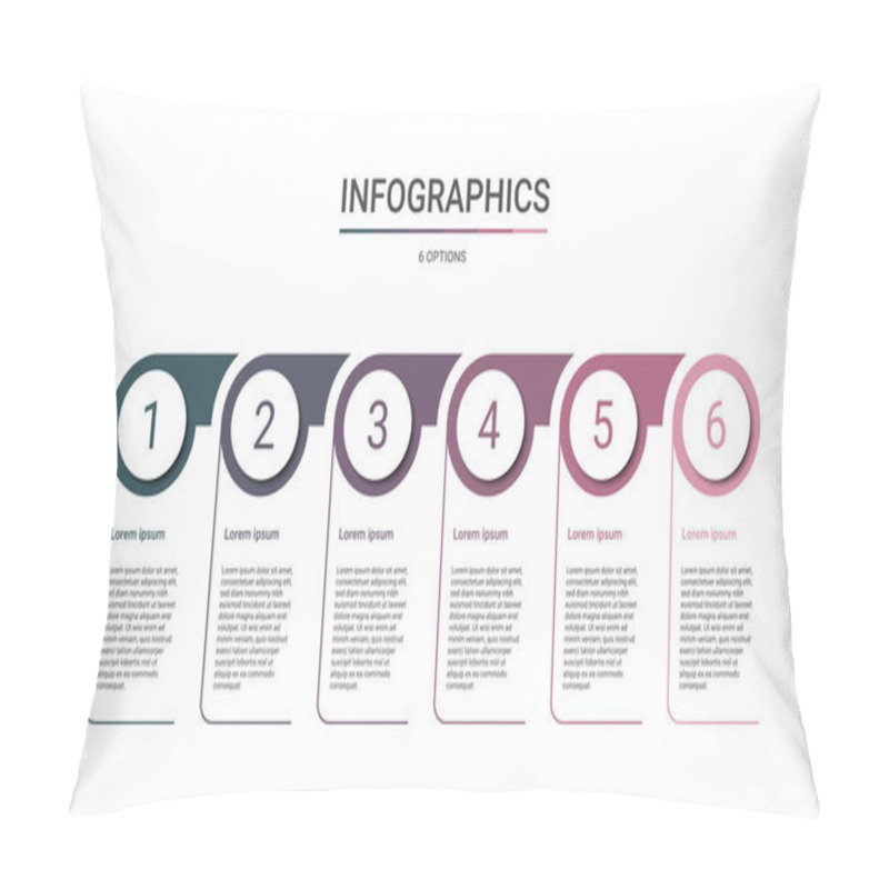 Personality  Timeline Infographic Template With 6 Options On White Background, Vector Illustration Pillow Covers