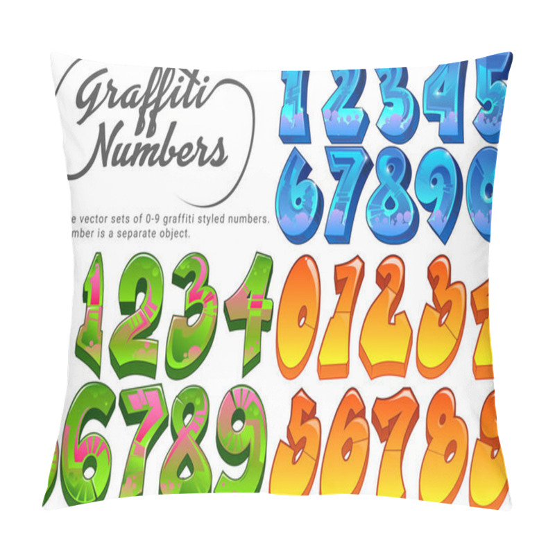 Personality  Three Unique Graffiti Styled Vector Number Sets. 0 Thru 9. ....Each Digit Is A Separate Object So You Can Make Your Own Numbers With Ease. Pillow Covers