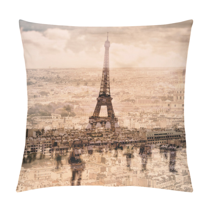 Personality  Multiple Exposure Of Different Pictures Of Paris Pillow Covers