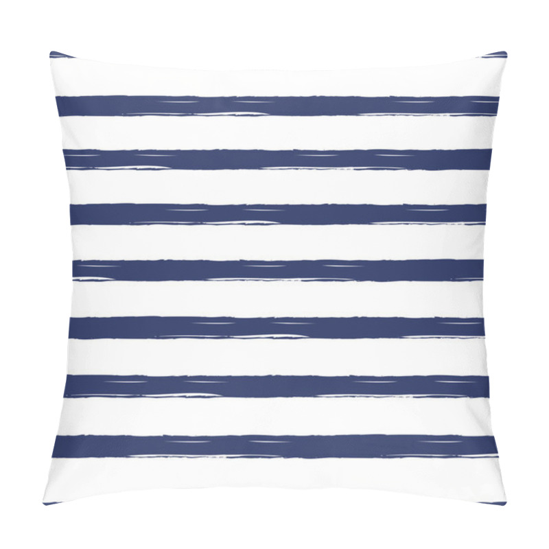 Personality  Seamless Nautical Pattern With Hand Painted Brush Strokes, Striped Background. Pillow Covers