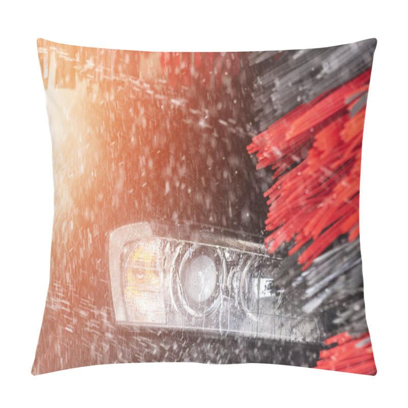 Personality  Automatic Car Wash In Action. Car Wash Concept. Automated Technology Pillow Covers