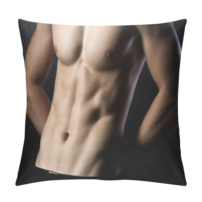 Personality  Muscular Young Sexy Nude Man On Studio Pillow Covers