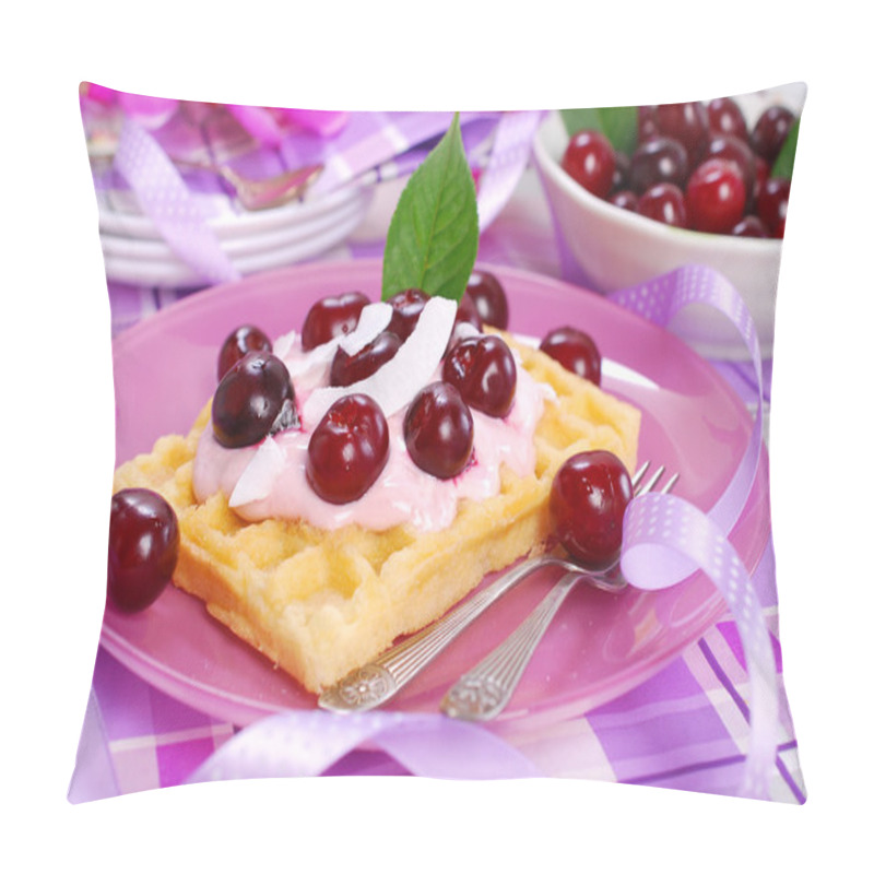 Personality  Waffles With Yogurt With Fresh Cherries  Pillow Covers