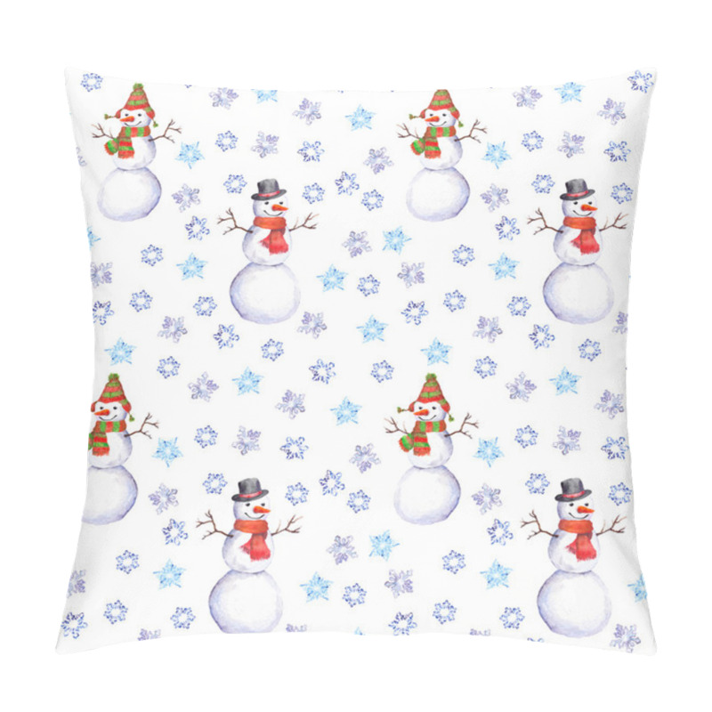 Personality  Seamless Repeating Design With Cheerful Snowmen In Snowfall Pillow Covers